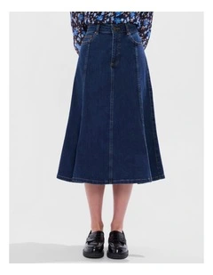 Ashwin Denim Midi Skirt in Chelsea Blue