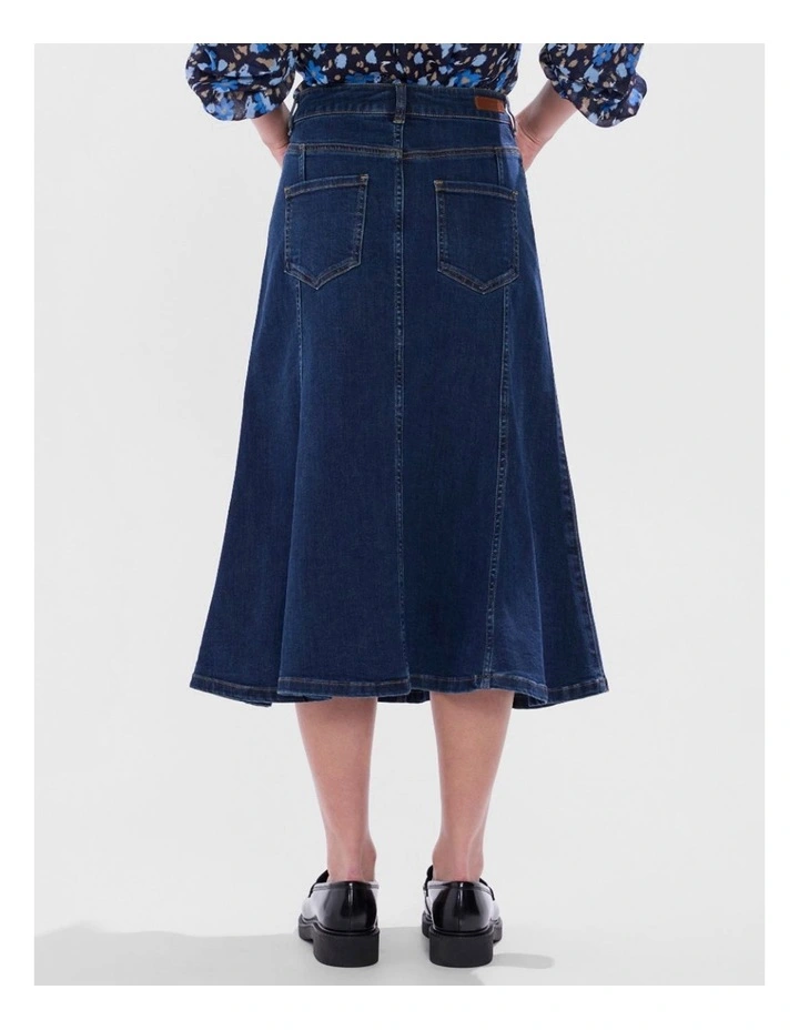 Ashwin Denim Midi Skirt in Chelsea Blue image 3