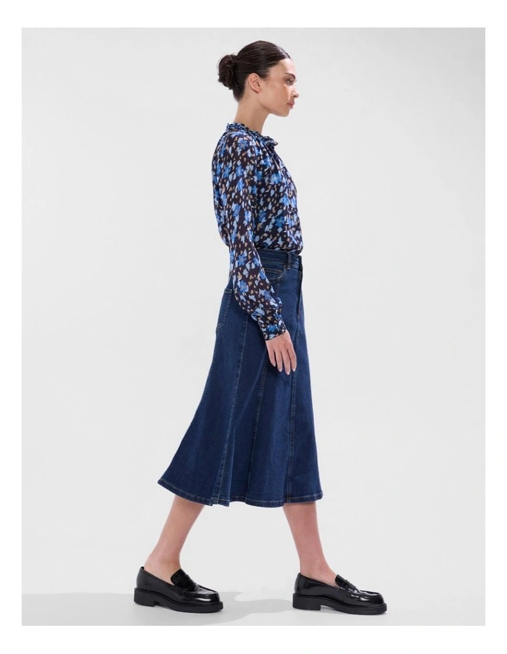 Ashwin Denim Midi Skirt in Chelsea Blue image 5