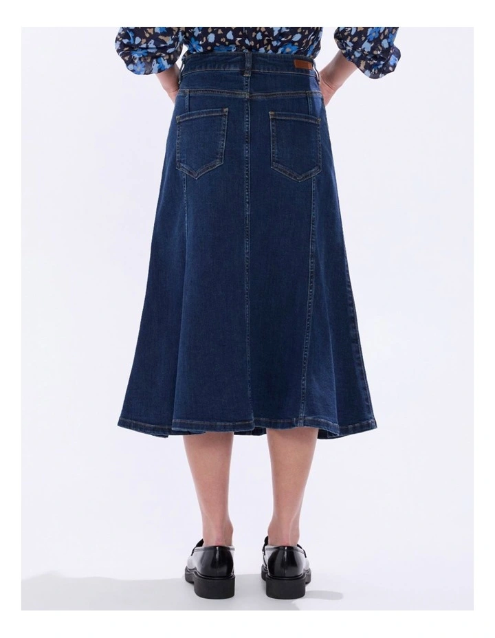 Ashwin Denim Midi Skirt in Chelsea Blue image 5