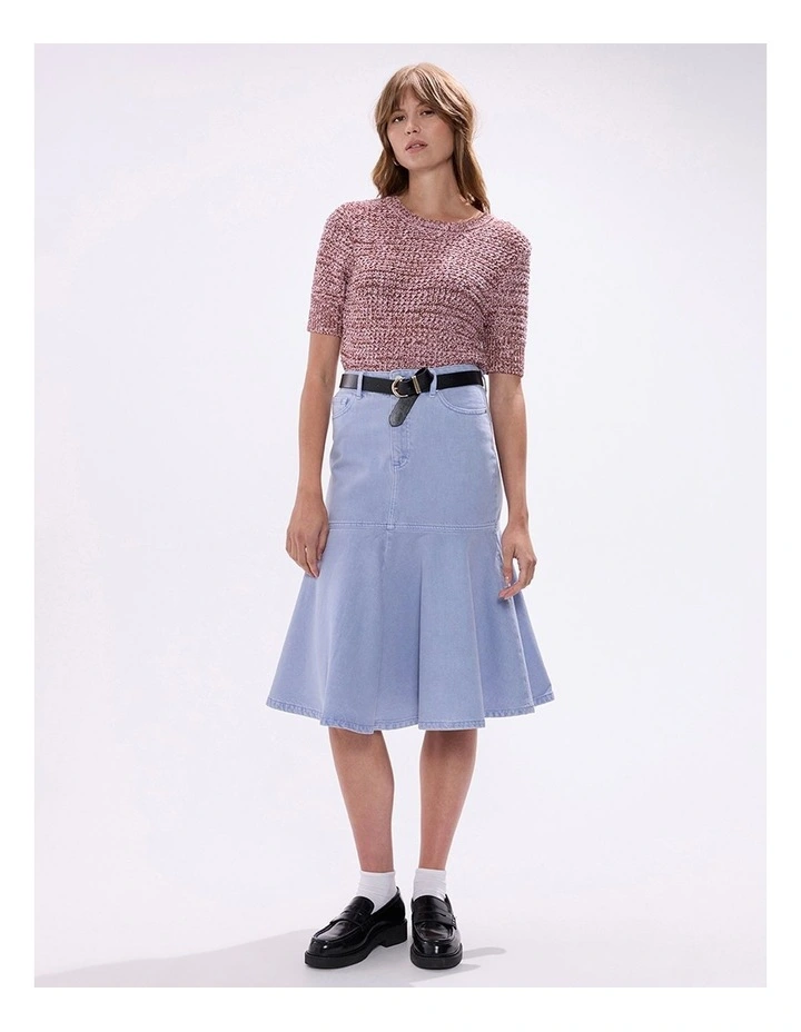 Gracie Denim Midi Skirt in Pearl Blue image 1