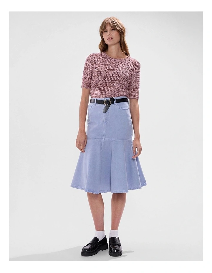 Gracie Denim Midi Skirt in Pearl Blue image 2