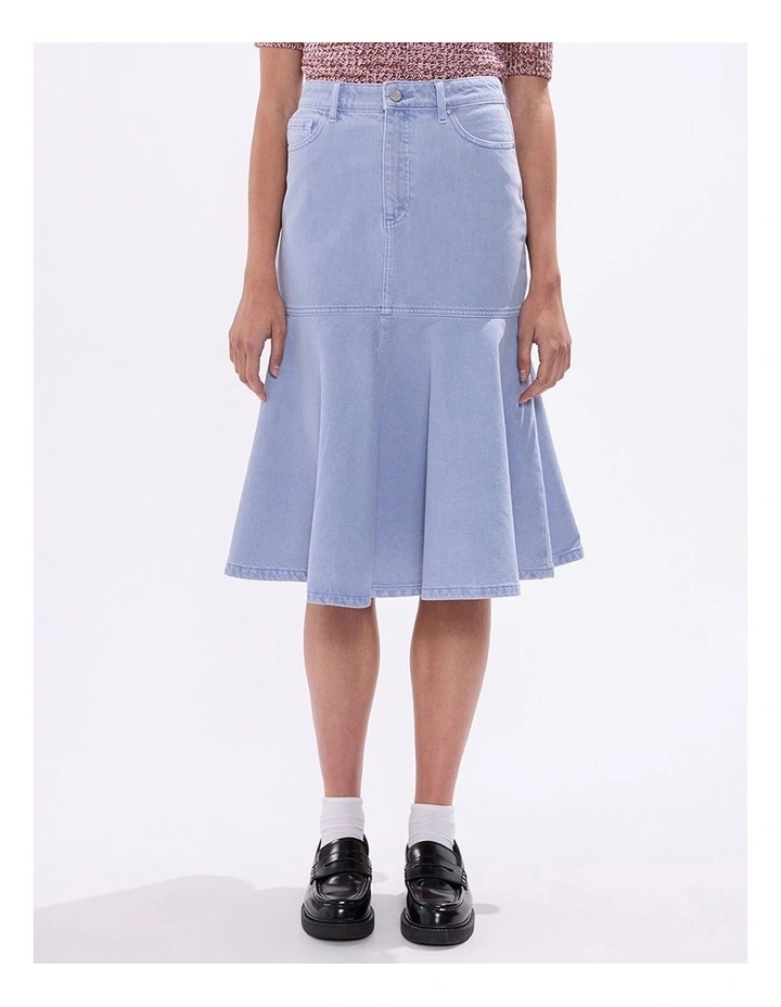 Gracie Denim Midi Skirt in Pearl Blue image 3