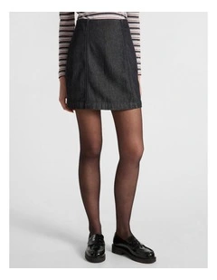 Venice Denim Mini Skirt in Washed Black
