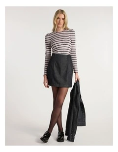 Venice Denim Mini Skirt in Washed Black