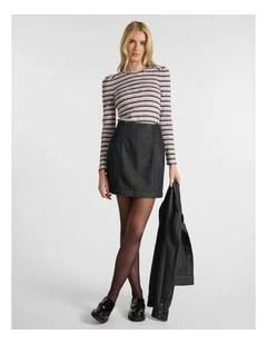 Venice Denim Mini Skirt in Washed Black