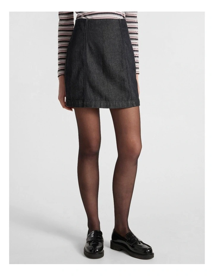 Venice Denim Mini Skirt in Washed Black image 2