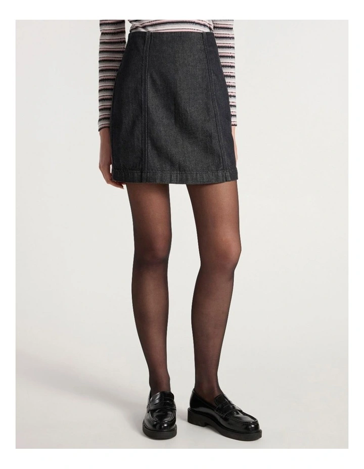 Venice Denim Mini Skirt in Washed Black image 2