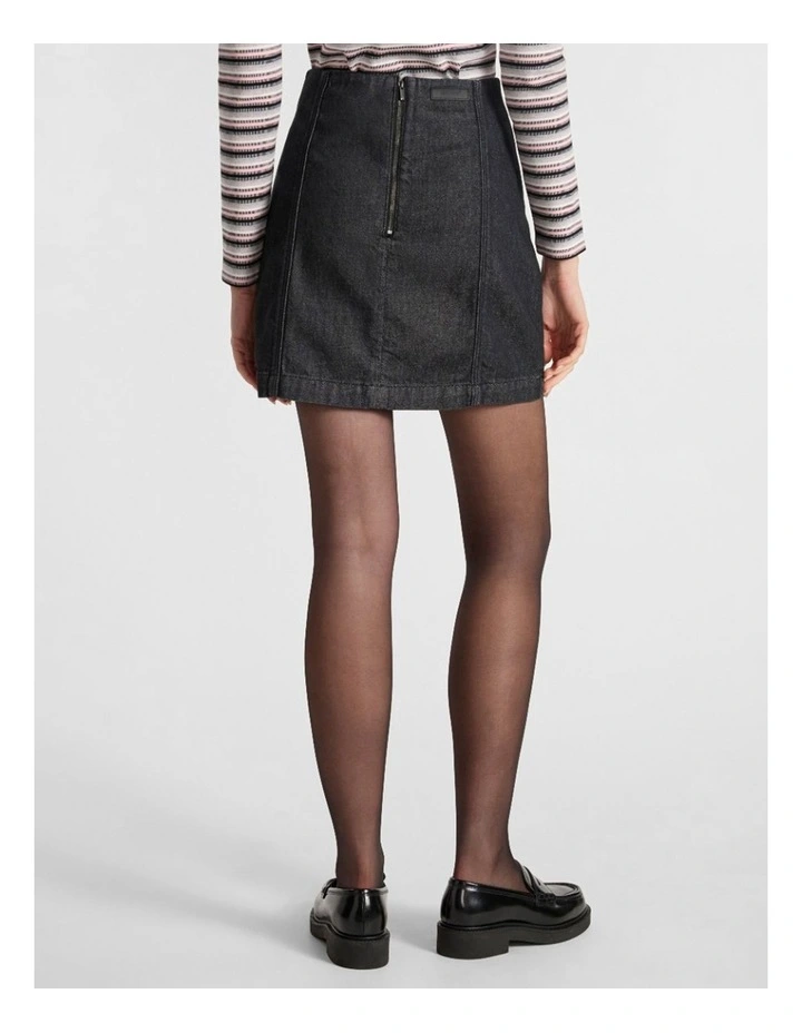 Venice Denim Mini Skirt in Washed Black image 3