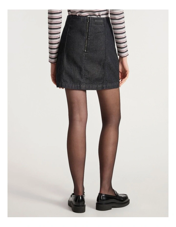 Venice Denim Mini Skirt in Washed Black image 3