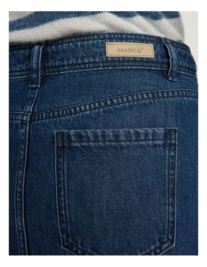 Paolo Button Front Denim Skirt in Mid Wash image 4