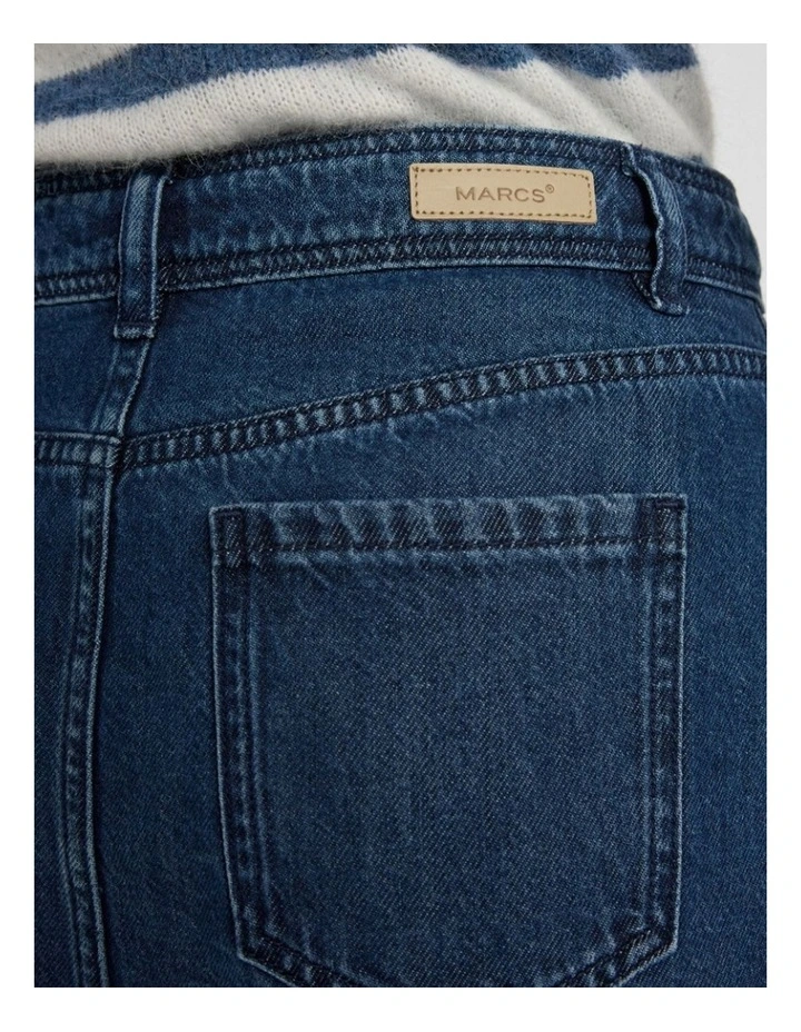 Paolo Button Front Denim Skirt in Mid Wash image 5
