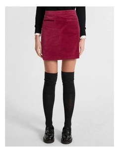Nala Velvet Mini Skirt in Berry