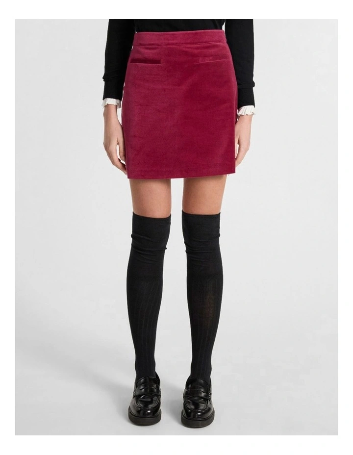 Nala Velvet Mini Skirt in Berry image 1