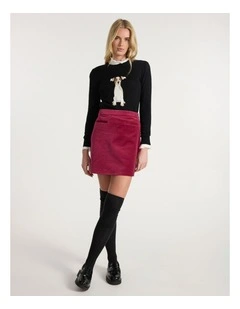 Nala Velvet Mini Skirt in Berry
