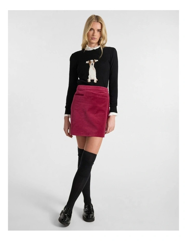 Nala Velvet Mini Skirt in Berry image 2