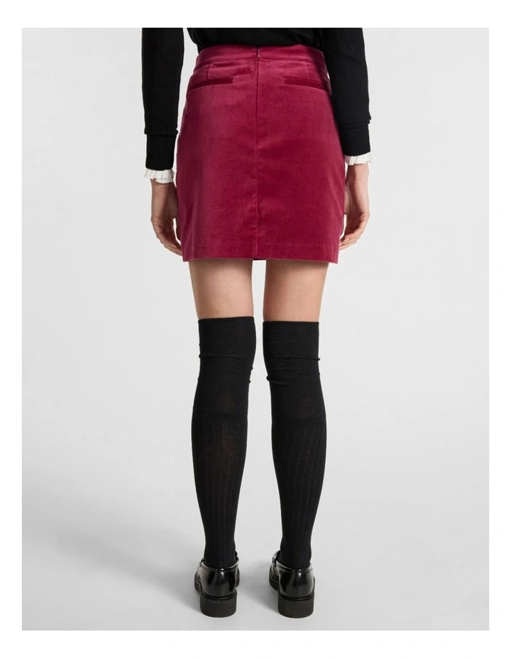 Nala Velvet Mini Skirt in Berry image 3