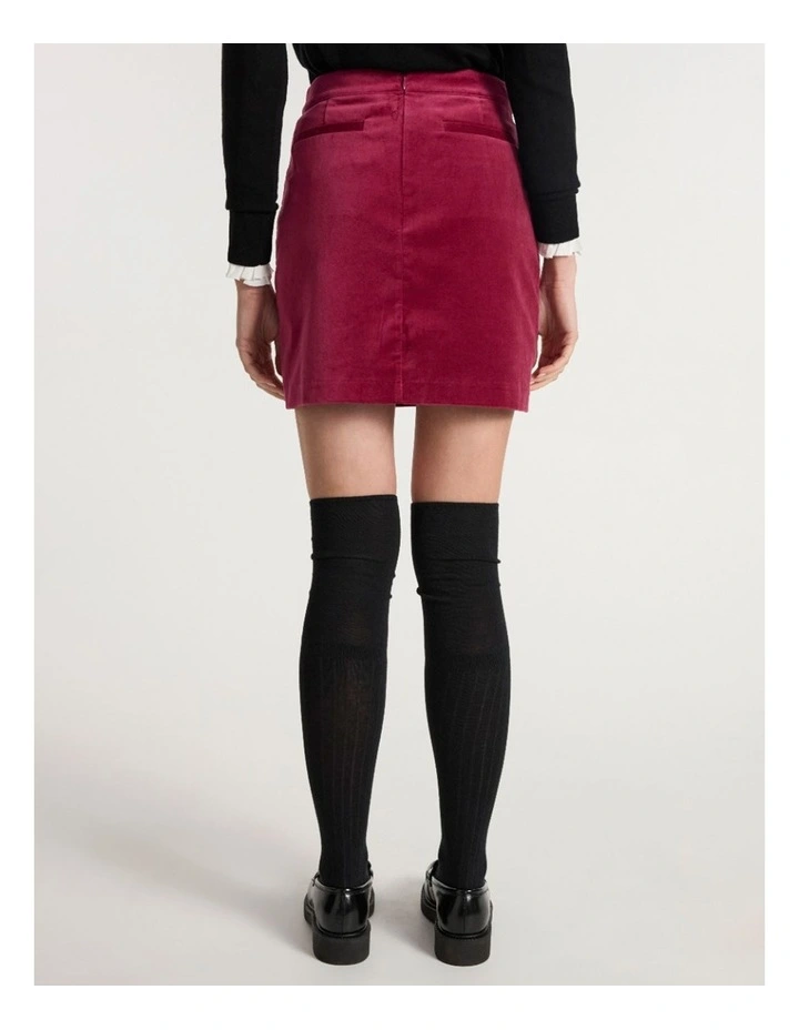Nala Velvet Mini Skirt in Berry image 5