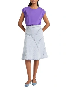 Madison Denim Midi Skirt in Hawaiian Blue