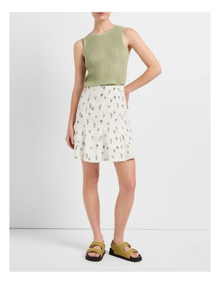Plant Catch Me Linen Skirt in White Multi image 2