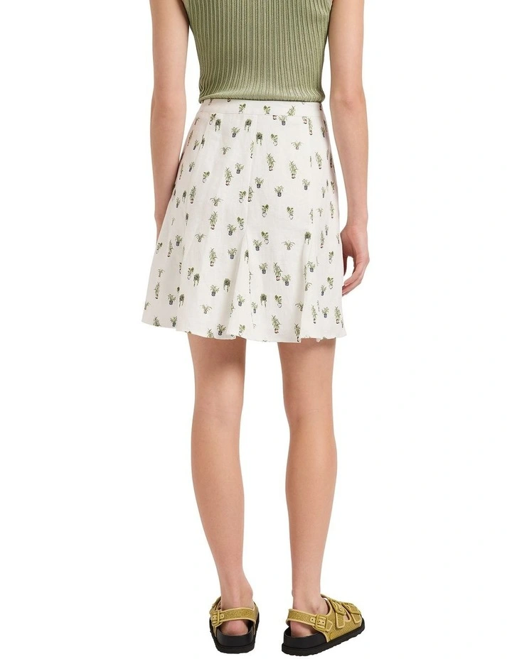 Plant Catch Me Linen Skirt in White Multi image 2