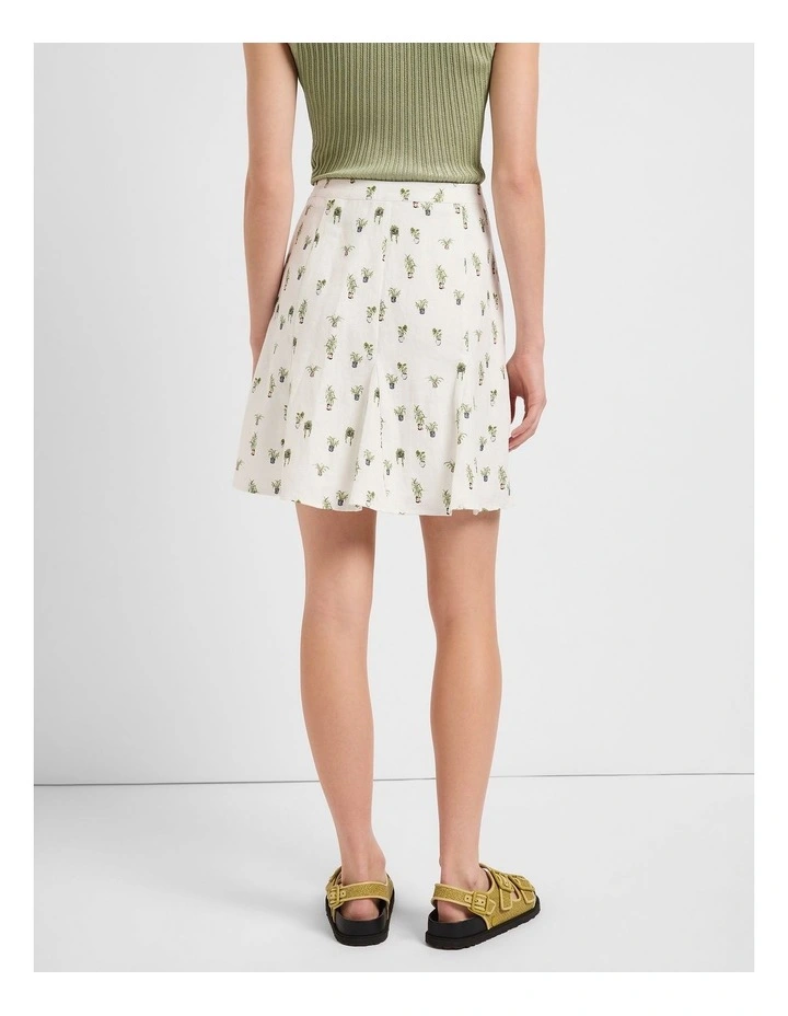 Plant Catch Me Linen Skirt in White Multi image 3