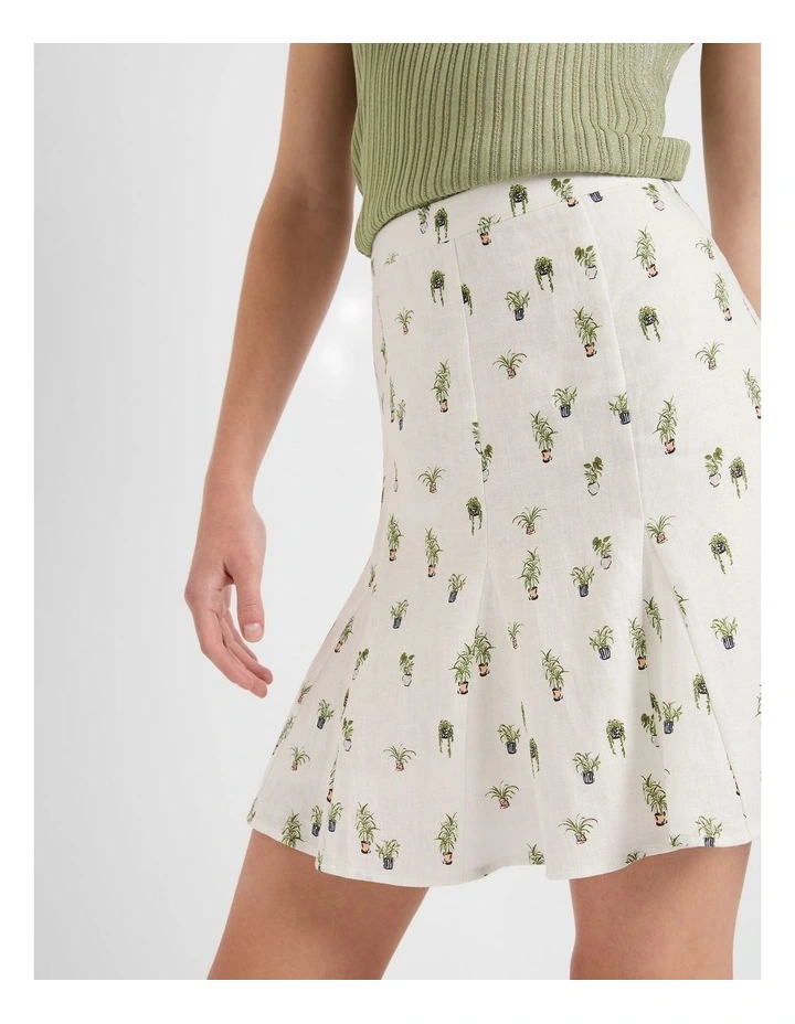 Plant Catch Me Linen Skirt in White Multi image 4