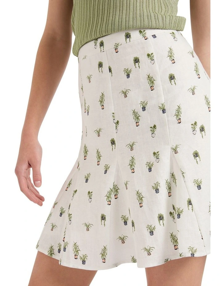 Plant Catch Me Linen Skirt in White Multi image 4
