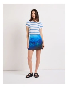 Fronds Forever Mini Skirt in Blue Multi