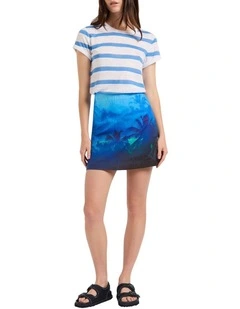Fronds Forever Mini Skirt in Blue Multi