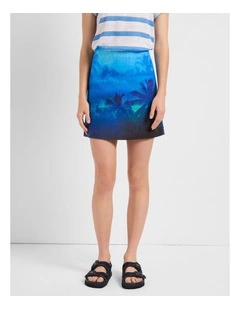 Fronds Forever Mini Skirt in Blue Multi