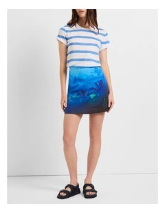 Fronds Forever Mini Skirt in Blue Multi