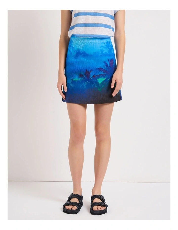 Fronds Forever Mini Skirt in Blue Multi image 2