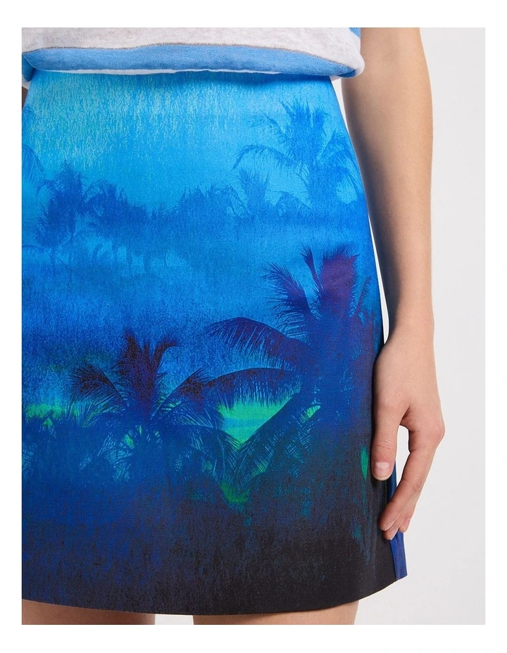 Fronds Forever Mini Skirt in Blue Multi image 3
