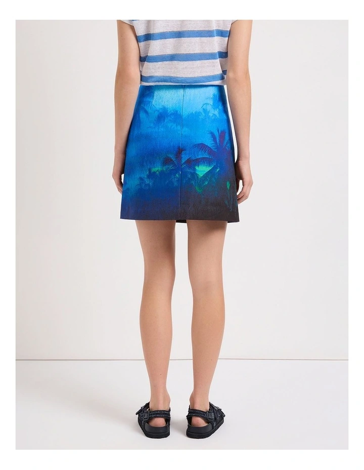 Fronds Forever Mini Skirt in Blue Multi image 4