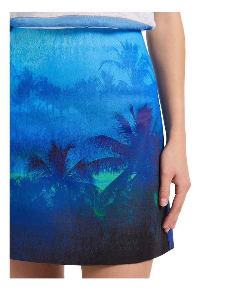 Fronds Forever Mini Skirt in Blue Multi image 4
