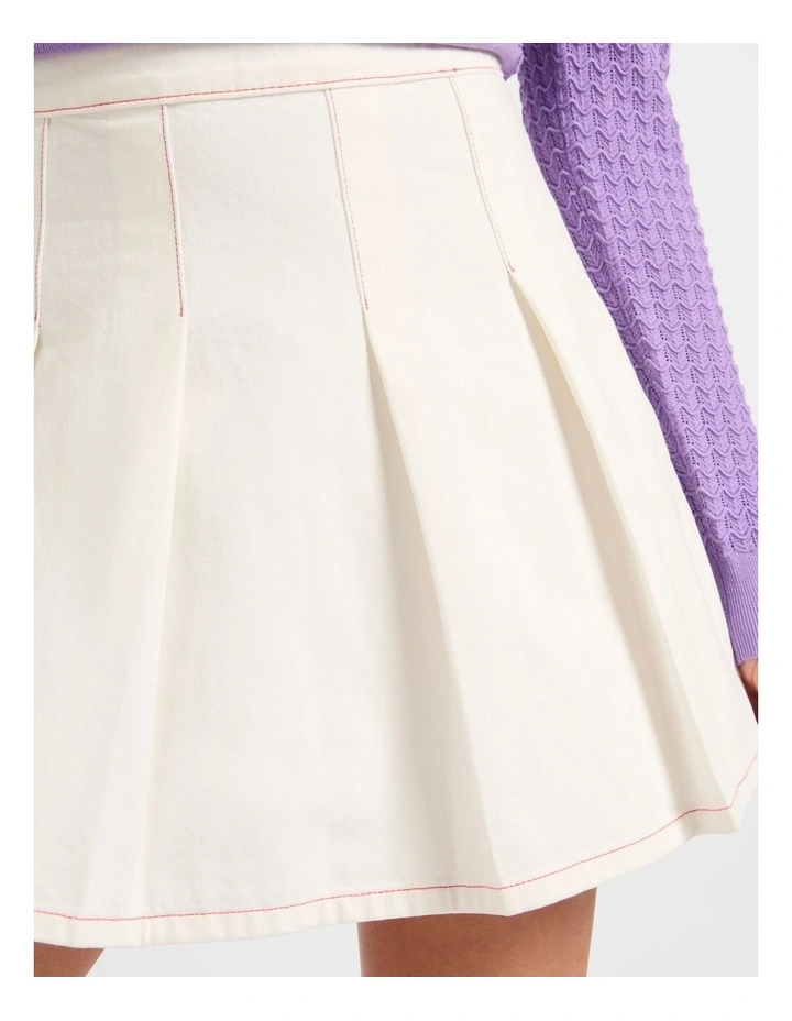 It Takes Two Denim Skirt in White image 4