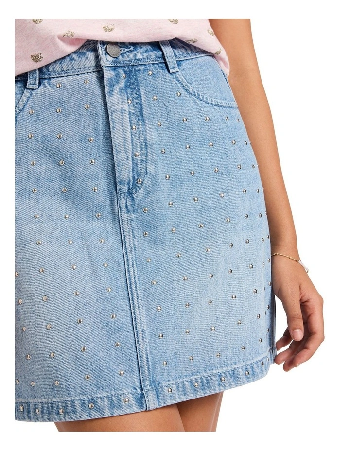 Florence Studded Mini Skirt in Ice Water image 3