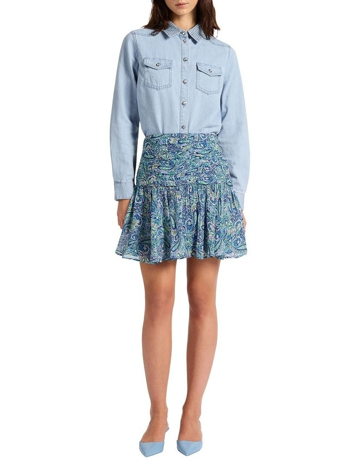 Blue You Remember Mini Skirt in Blue Multi image 1
