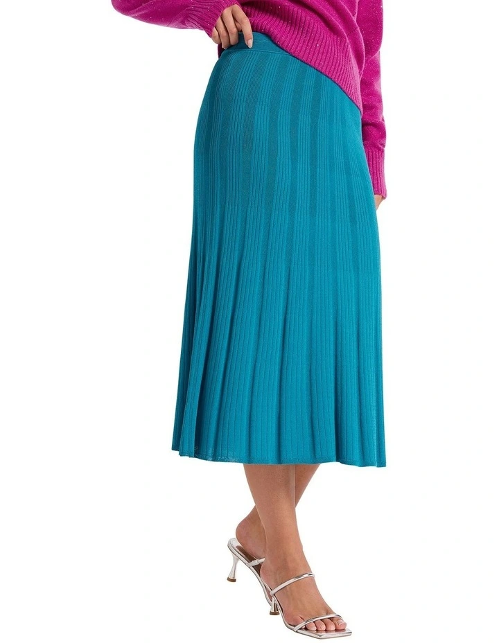 Lean On Me Knit Midi Skirt in Caspian image 2