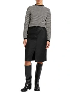 Waterloo Coated Denim Skirt in Black