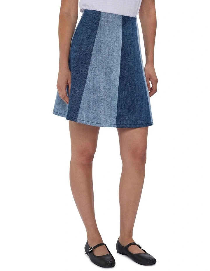 Tui Two Tone Denim Skirt in Bronte Blue image 2