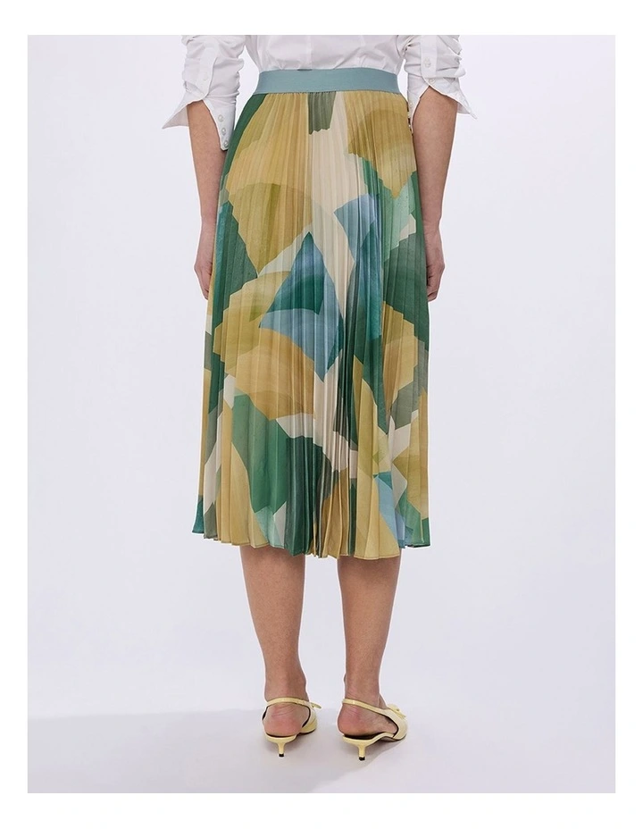 The Angle Express Pleat Skirt in Green Multi image 3