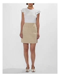 One in A Gingham Mini Skirt in Beige Multi