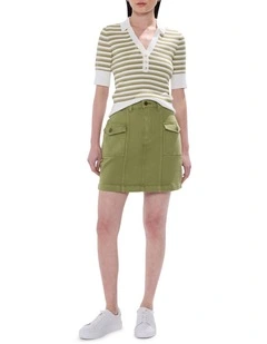 Jesse Denim Mini Skirt in Olive