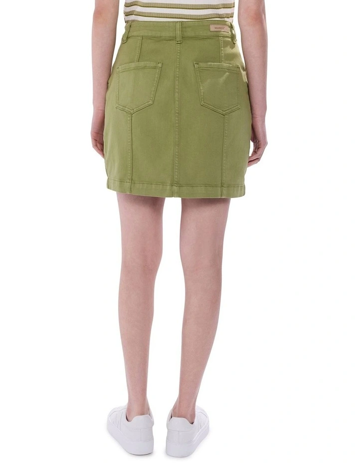 Jesse Denim Mini Skirt in Olive image 4