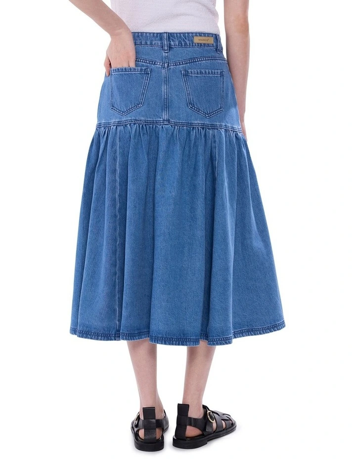 Gabriella Denim Midi Skirt in Messina Blue image 4
