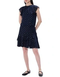 The Goddess Clip Spot Skirt in Navy Multi
