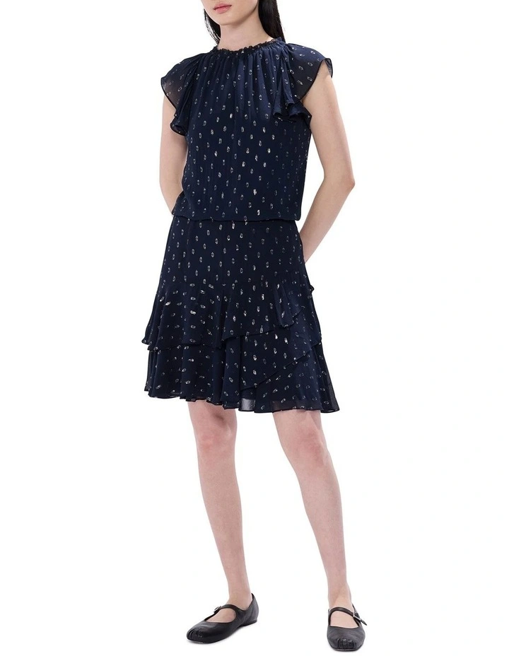 The Goddess Clip Spot Skirt in Navy Multi image 1
