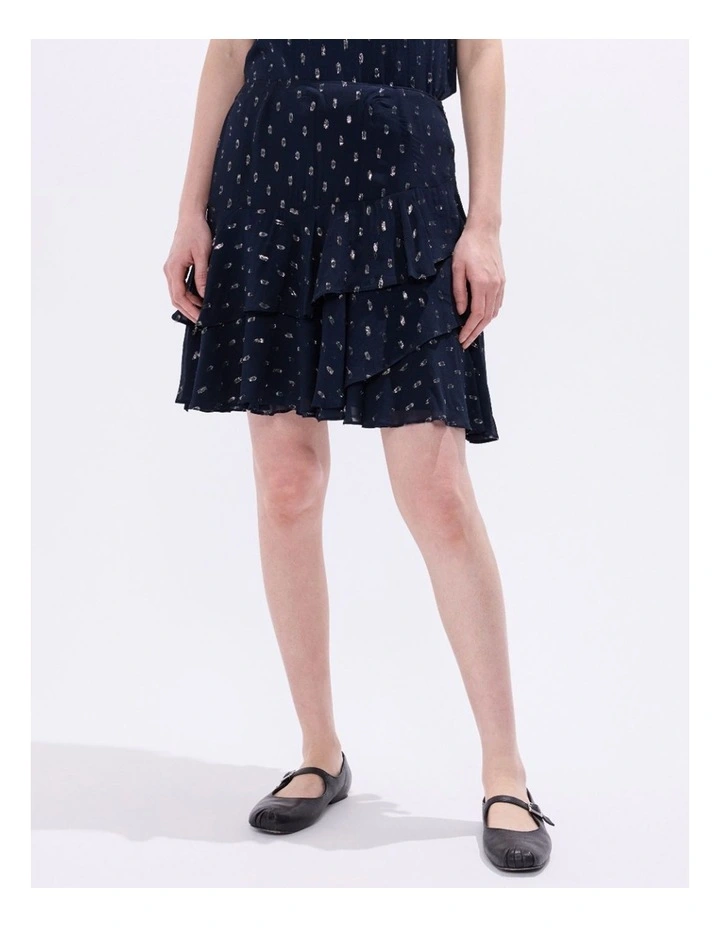 The Goddess Clip Spot Skirt in Navy Multi image 2